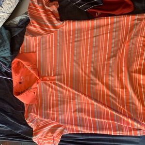 Pink stripped adidas golf pollo